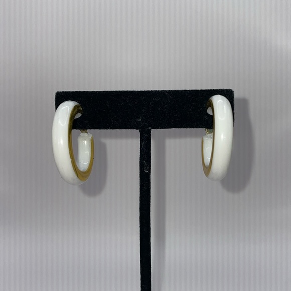 Vintage White Gold Hoop Clip On Earrings - Picture 1 of 3